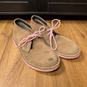 Veldskoen Heritage Uhambo Chukka Boots Women SZ 7 Tan Suede Leather Pink Sole